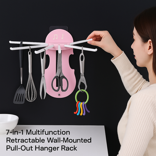 7-in-1 Multifunction Retractable Wall-Mounted Pull-Out Hanger Rack