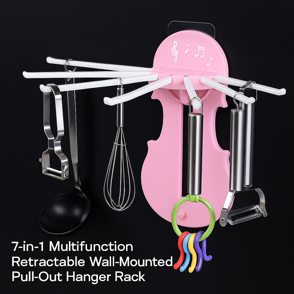 7-in-1 Multifunction Retractable Wall-Mounted Pull-Out Hanger Rack